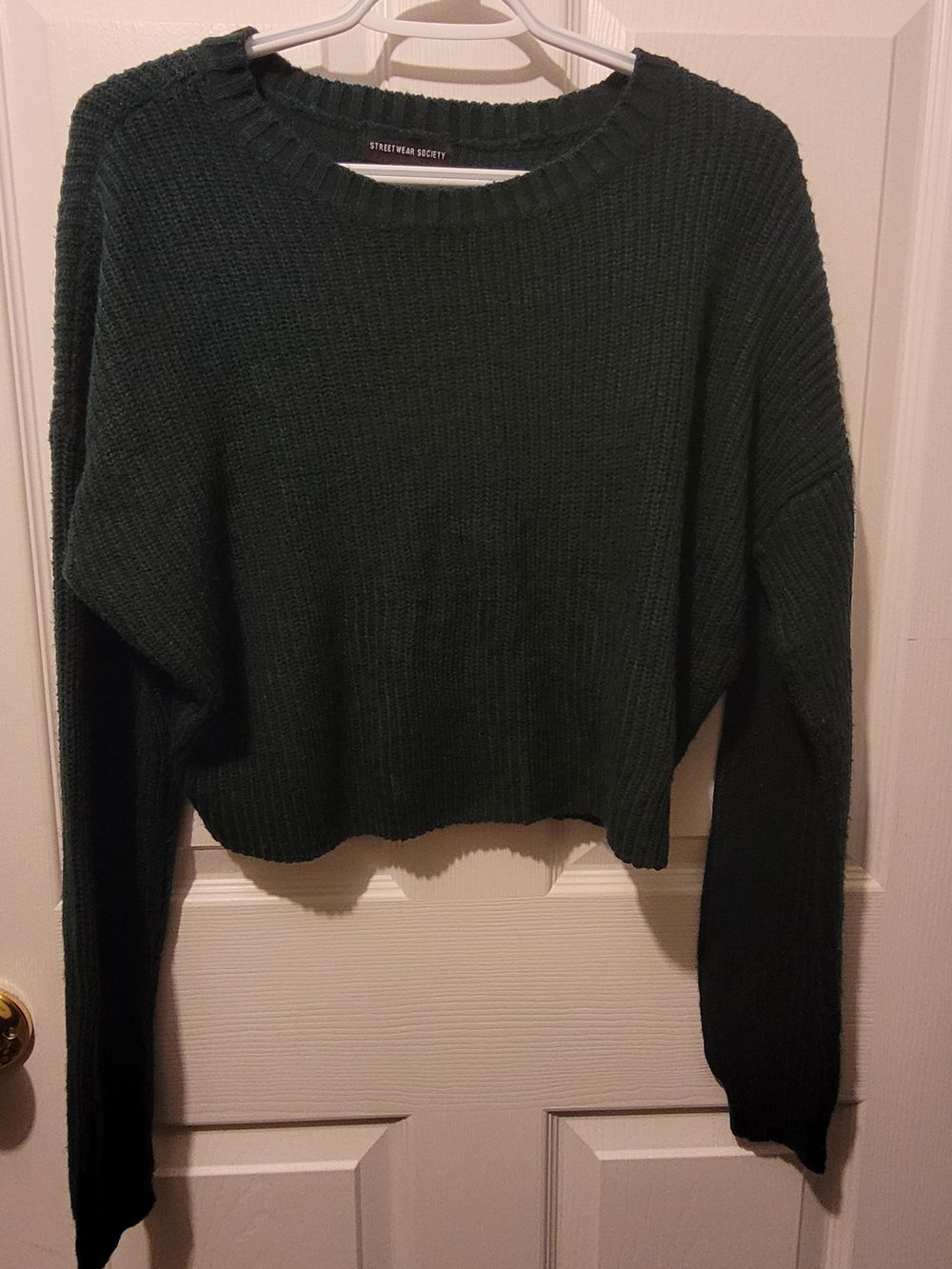 Streetwear Society Dark Green Cropped Crewneck Sweater